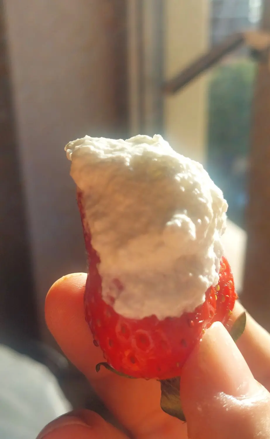 Panna montata su fragola (whipped cream on strawberry),